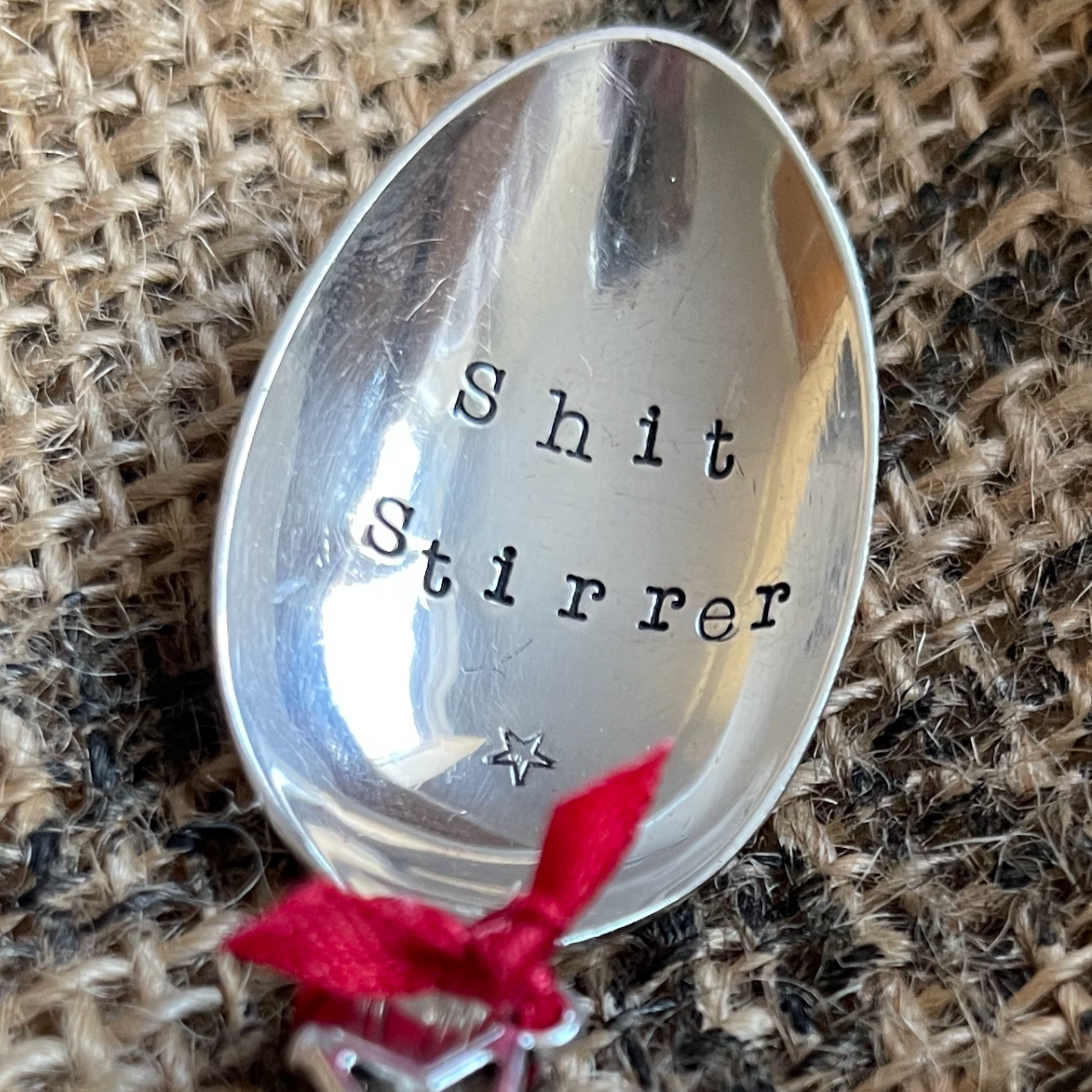 SH*T STIRRER Hand stamped Vintage Silver Plated Teaspoon