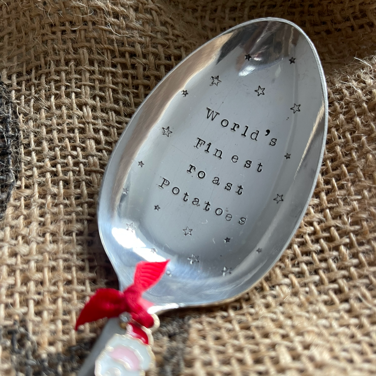 WORLDS FINEST ROAST POTATOES Hand Stamped Silver Plated Vintage Tablespoon