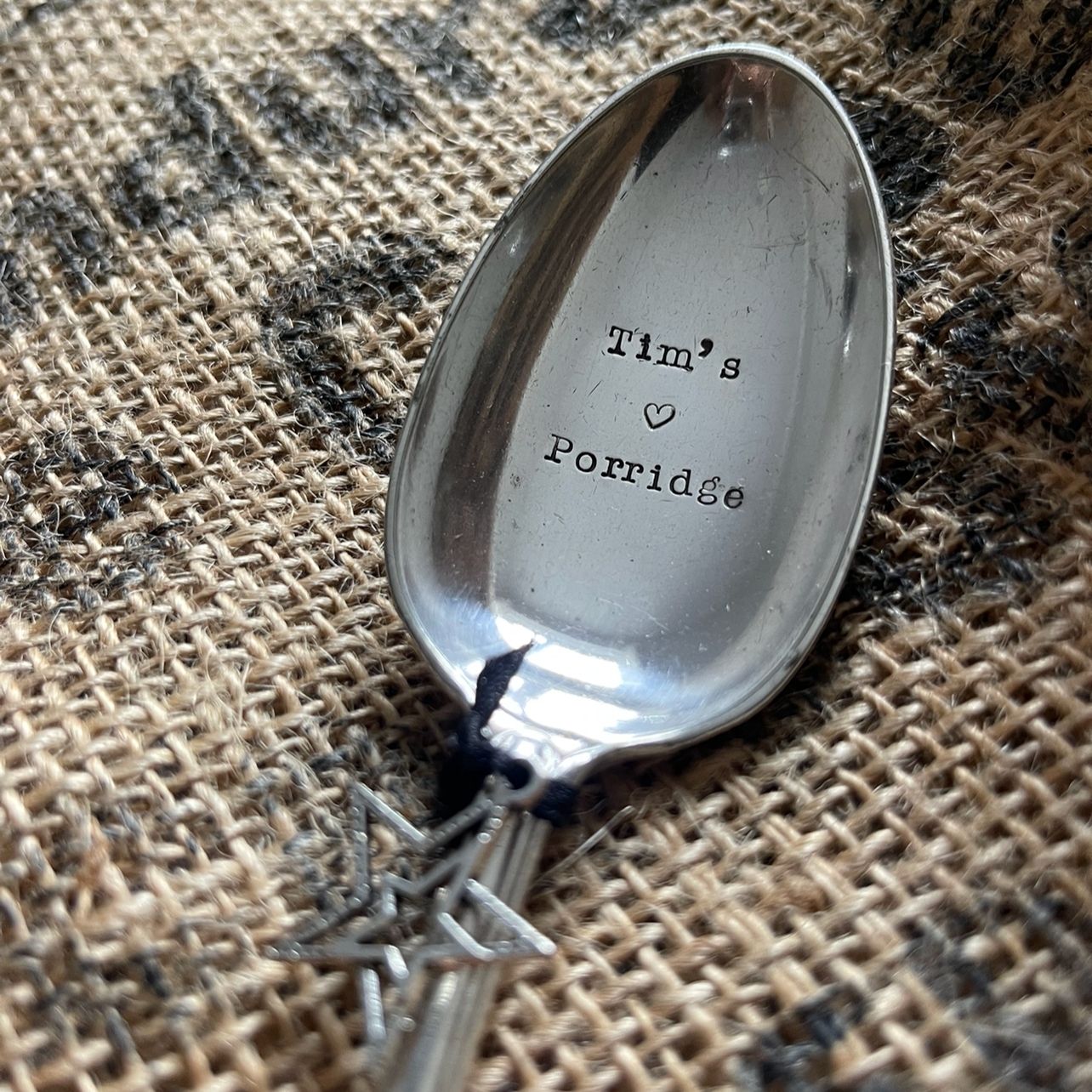 PERSONALISE Your Own Hand stamped Silver Plated Dessert Spoon