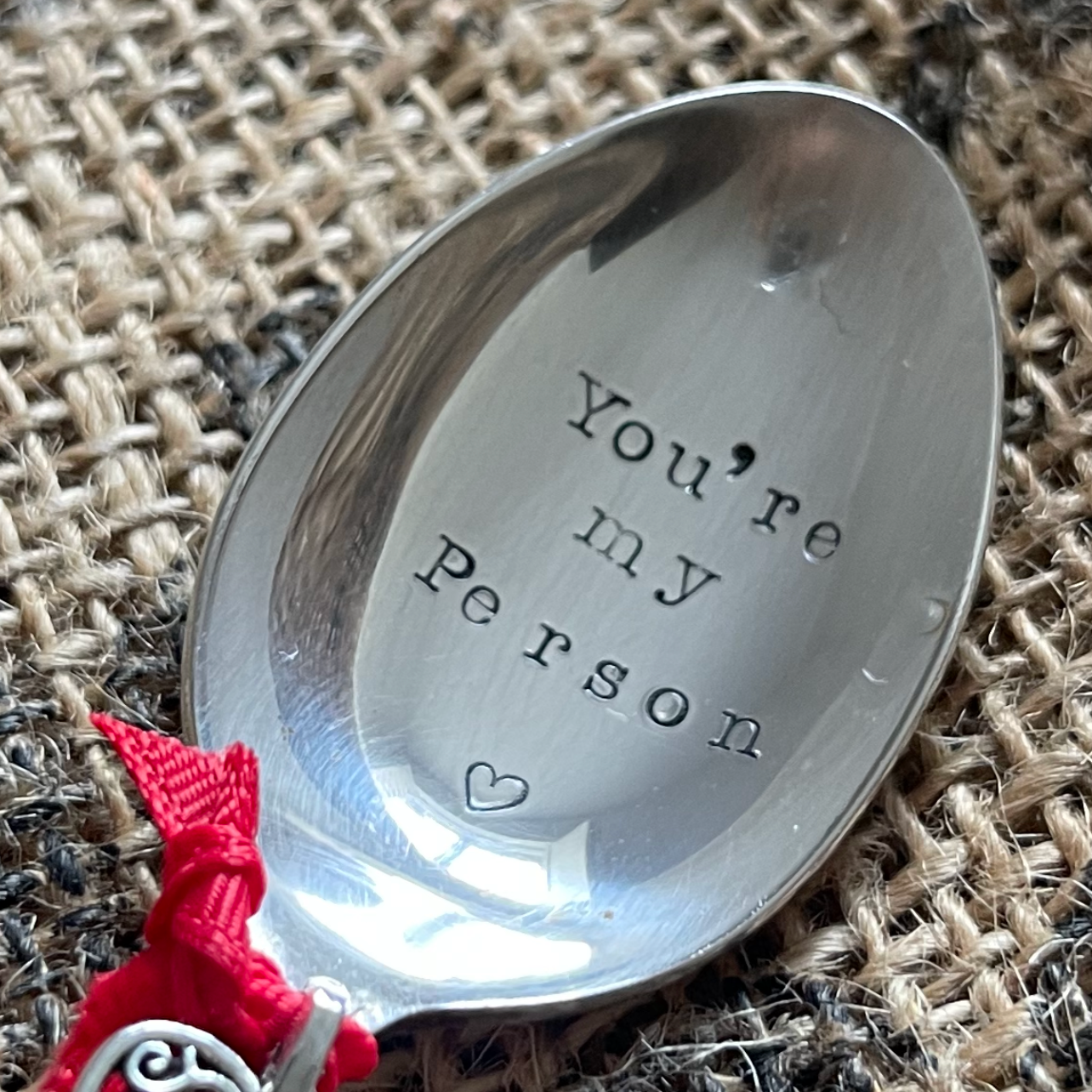 YOU'RE MY PERSON Hand Stamped Silver Plated Vintage Teaspoon