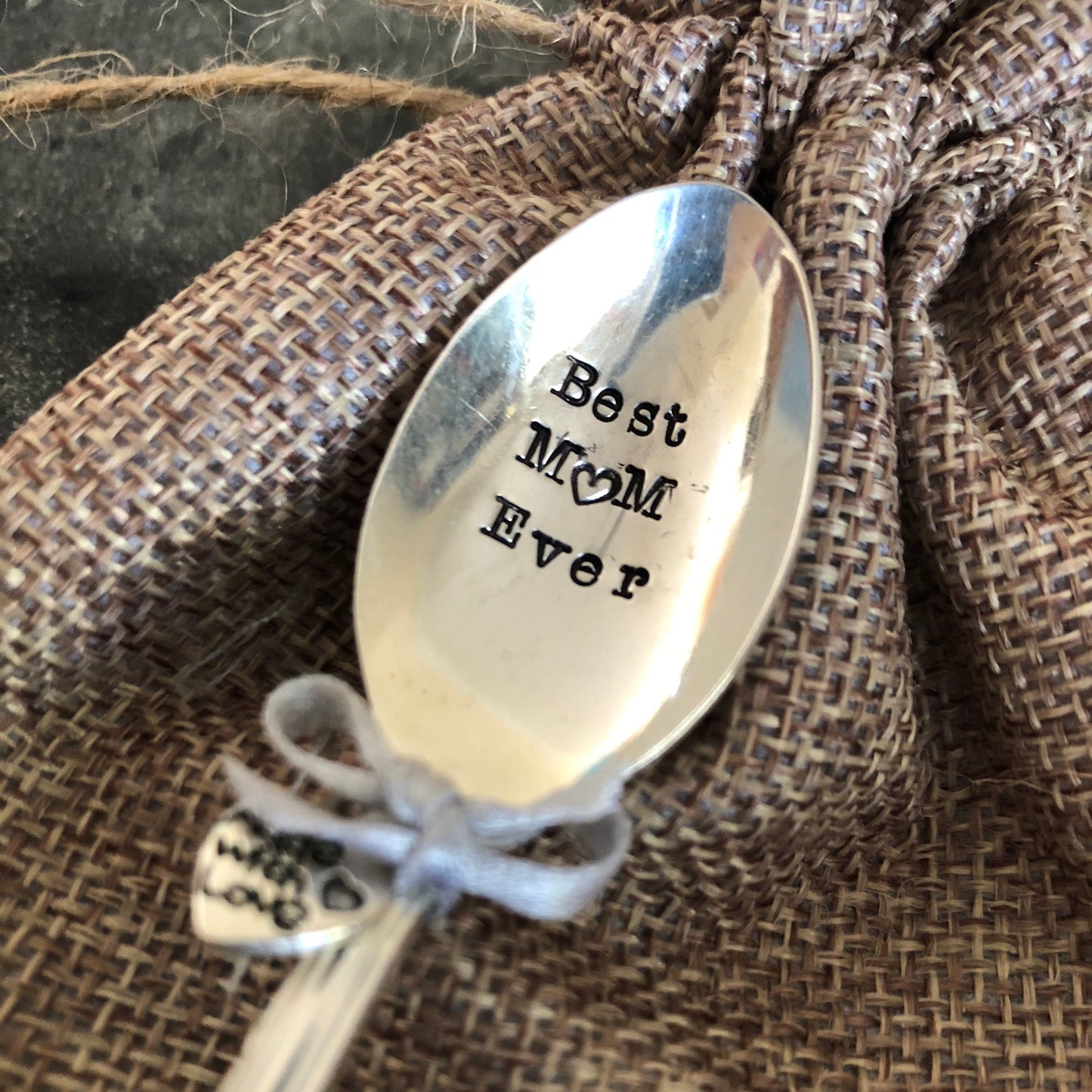 BEST MUM EVER Hand Stamped Vintage Silver Plated Teaspoon