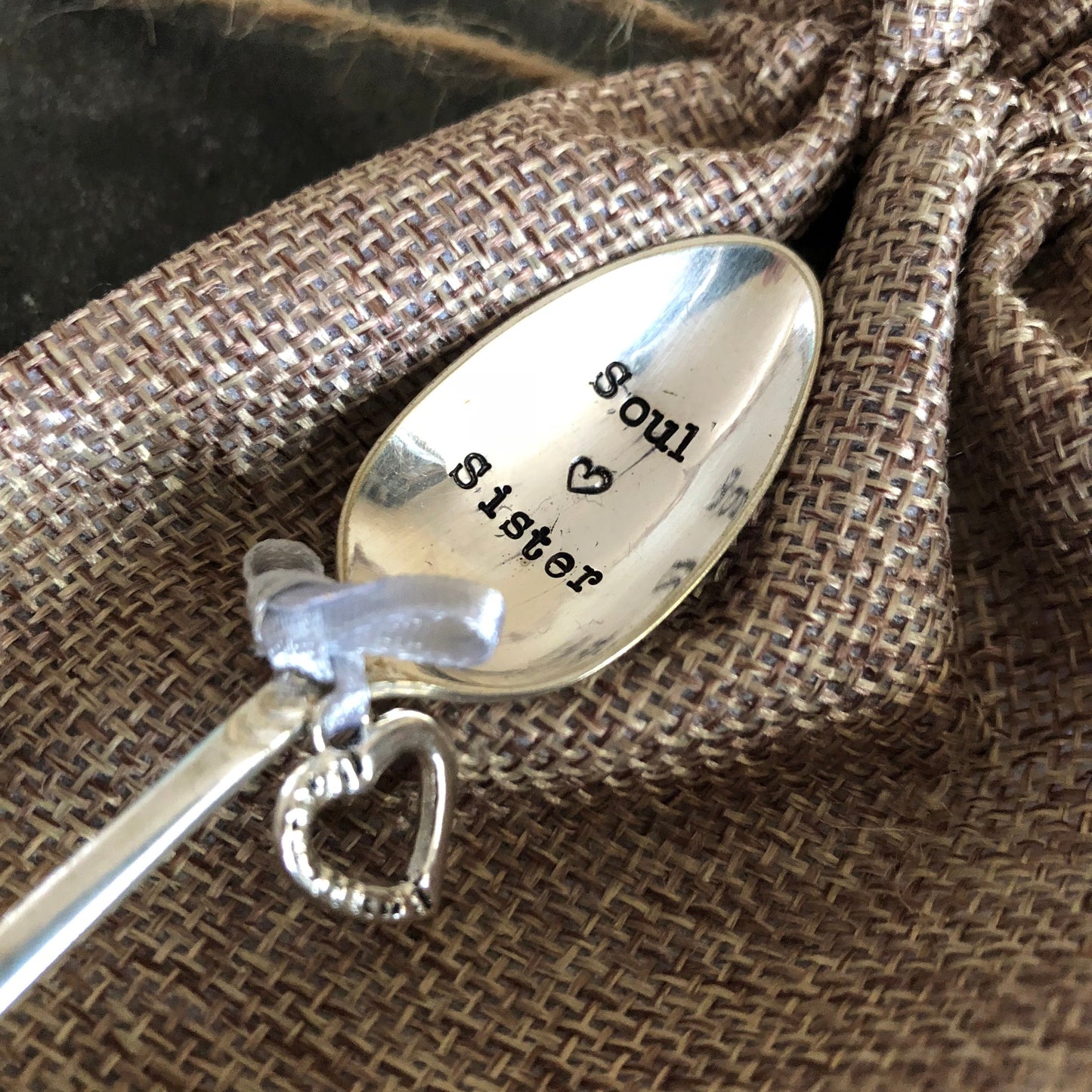 SOUL SISTER - Hand stamped Vintage Silver Plated Teaspoon
