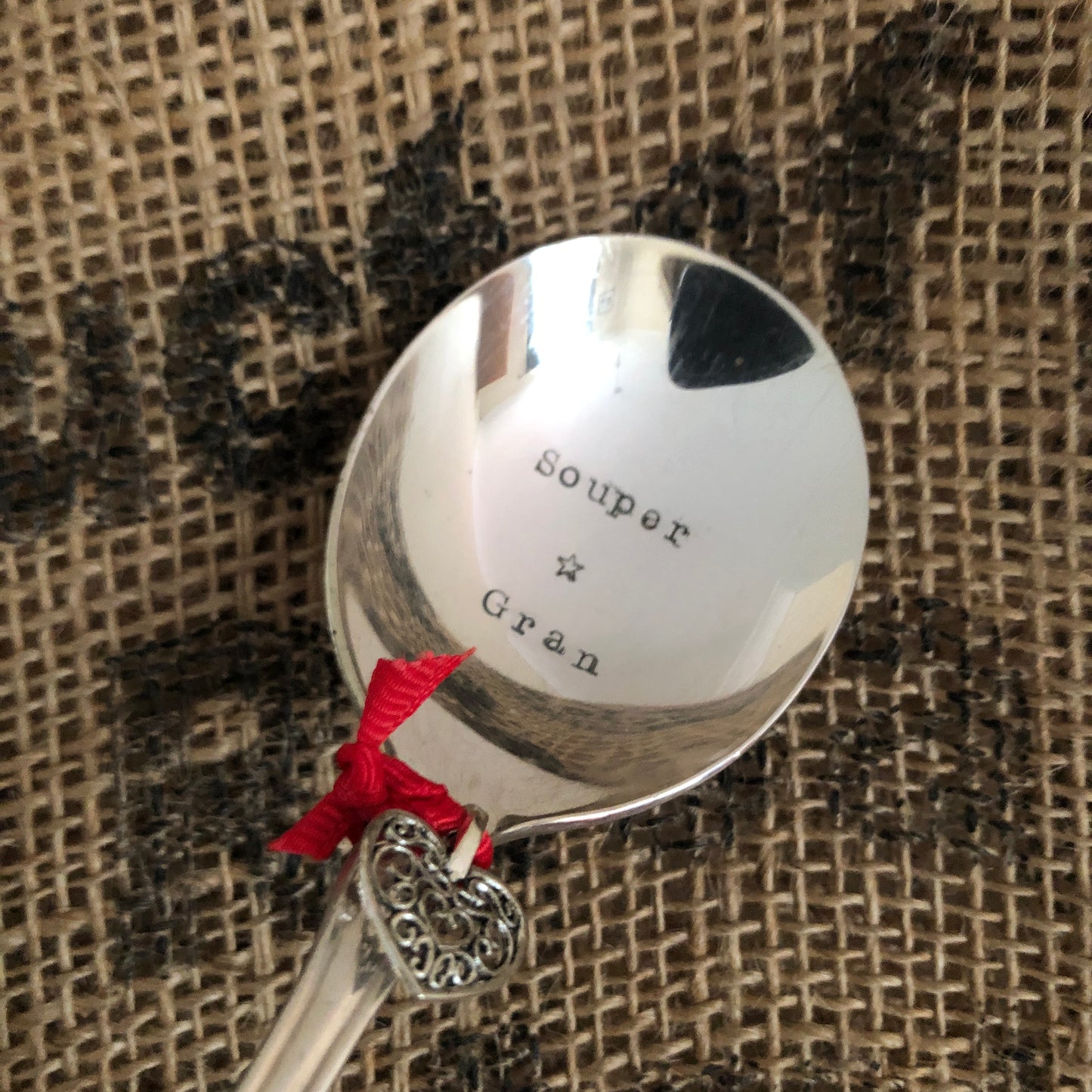 SOUPER GRAN Hand stamped Vintage Silver Plated Soup Spoon