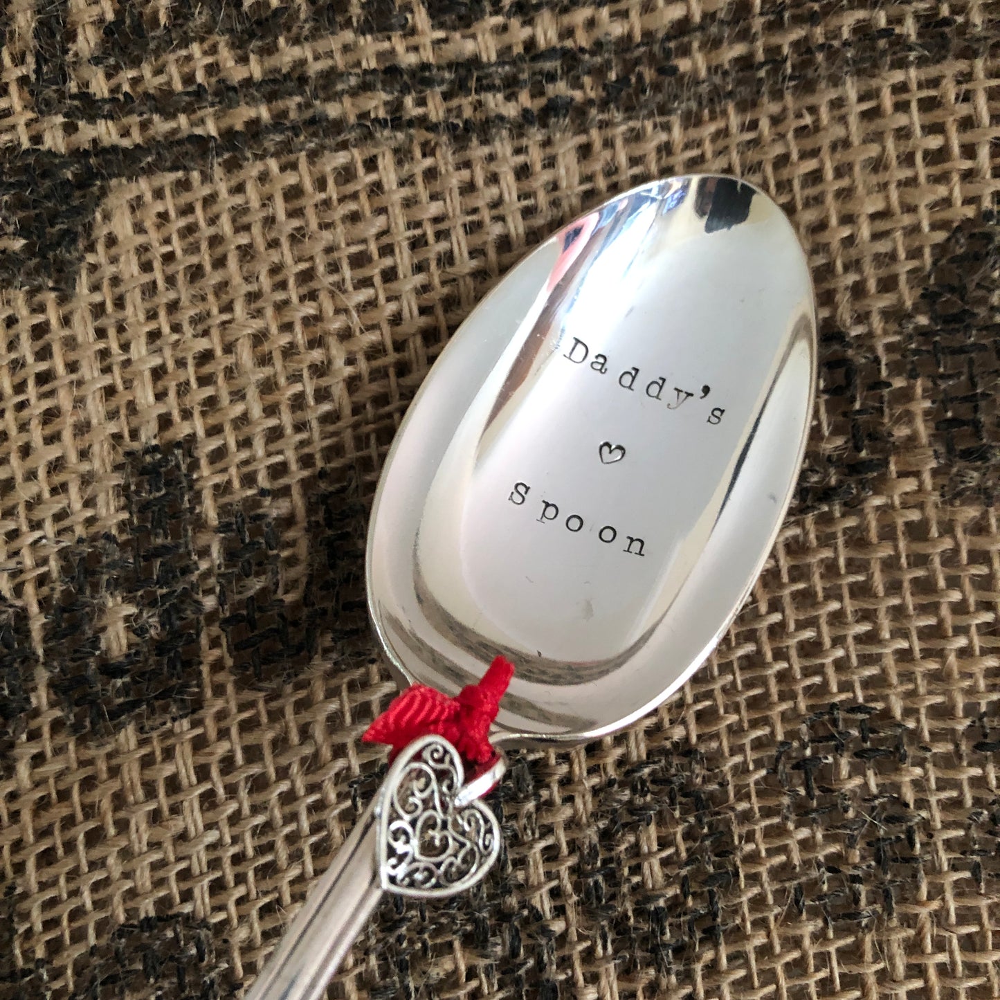 DADDY'S SPOON Hand stamped Vintage Silver Plated Dessert Spoon