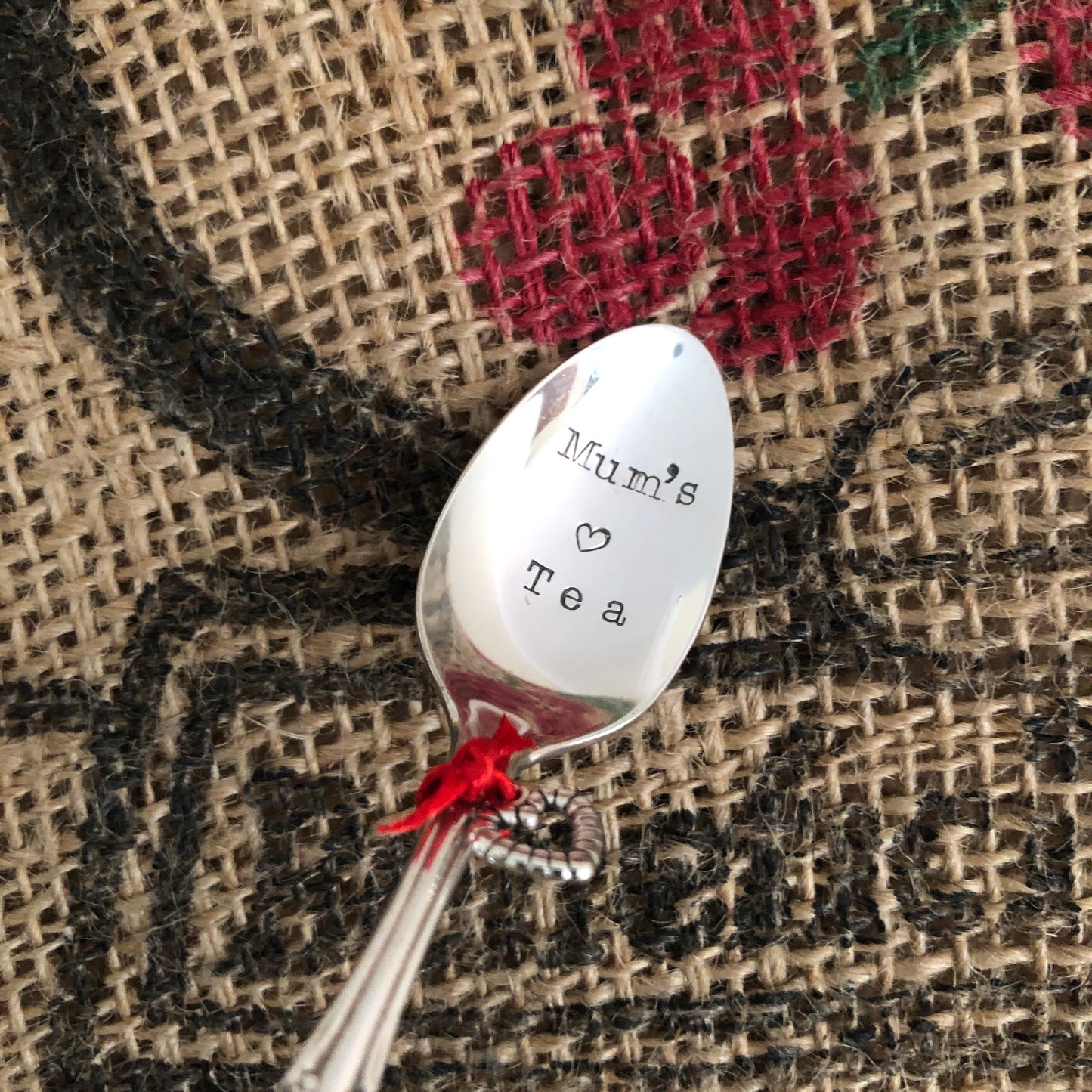 MUM'S TEA Hand stamped Vintage Silver Plated teaspoon