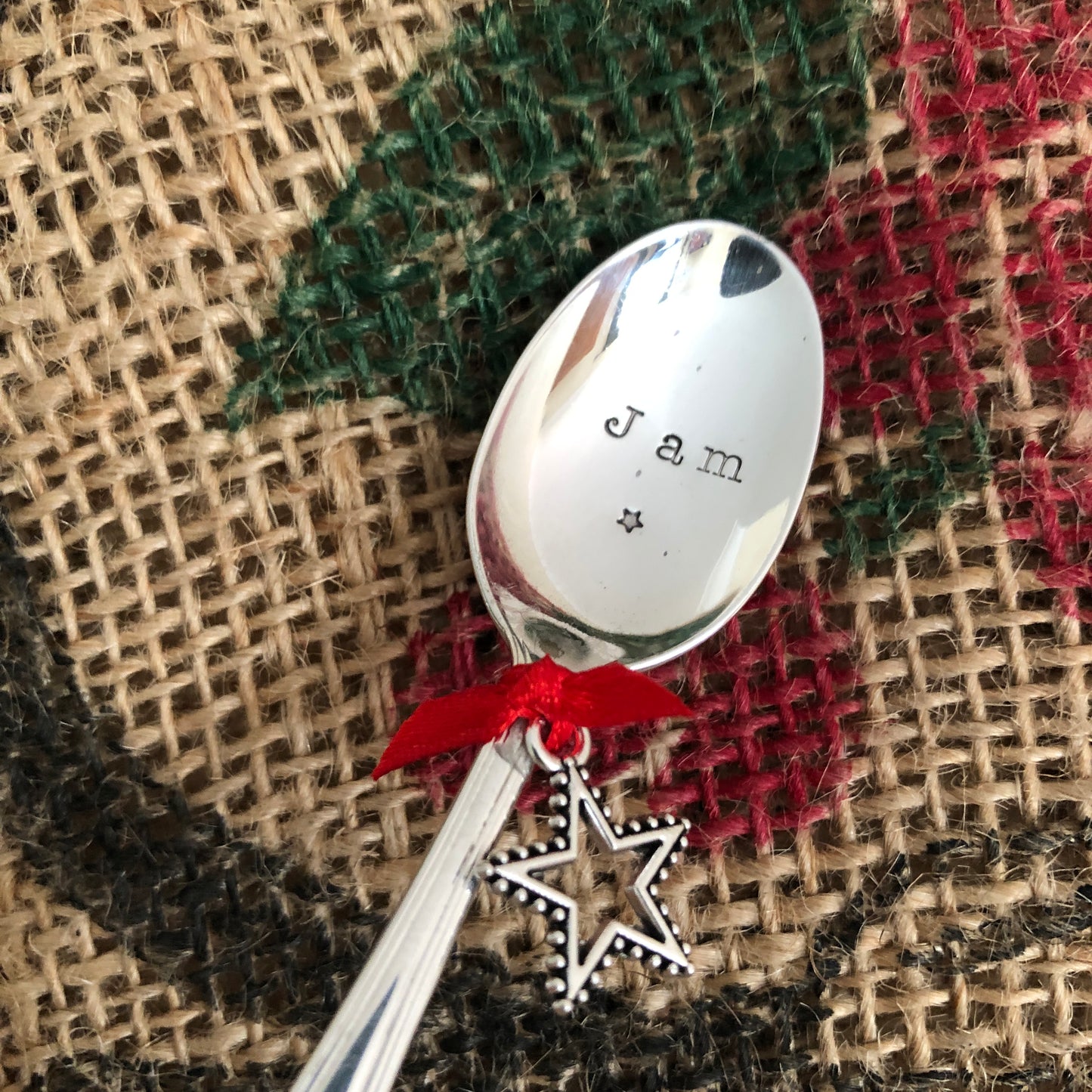 JAM Teaspoon small - Hand stamped vintage Silver Plated