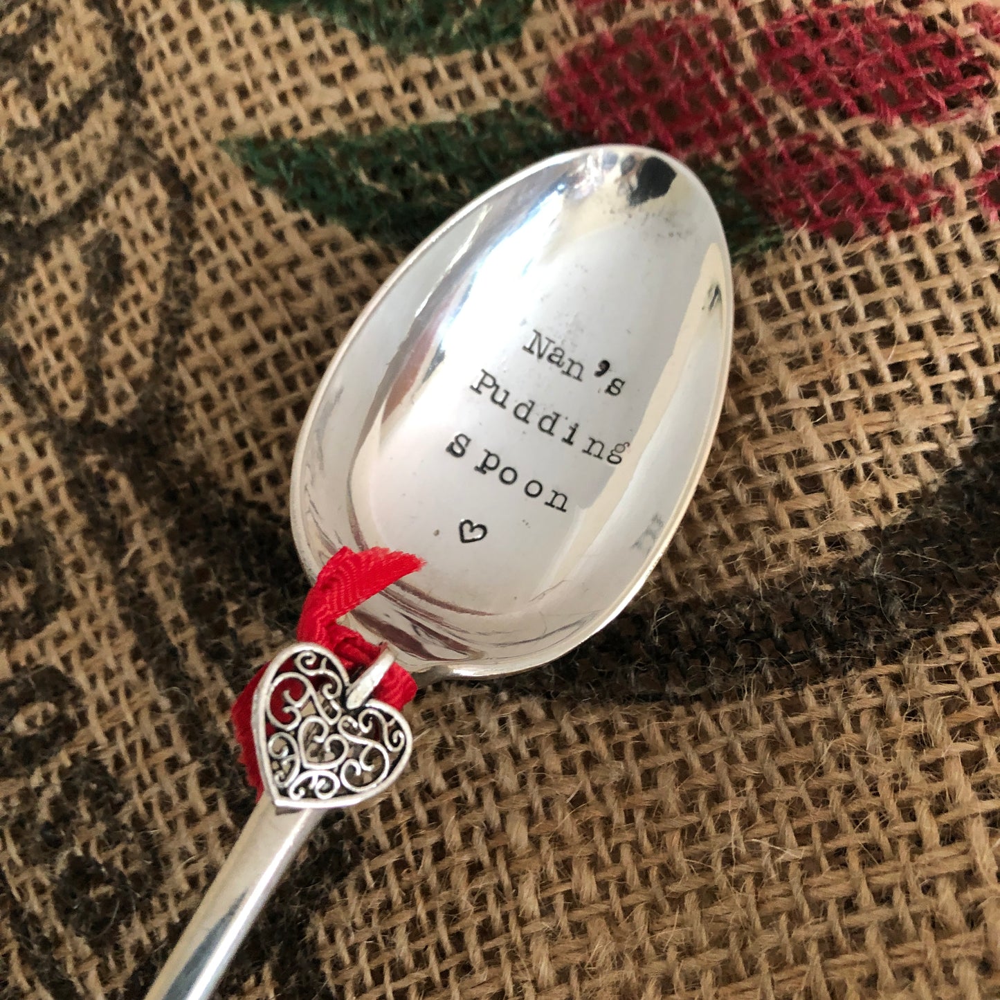 NAN'S PUDDING SPOON Hand stamped Silver Plated Vintage Dessert spoon