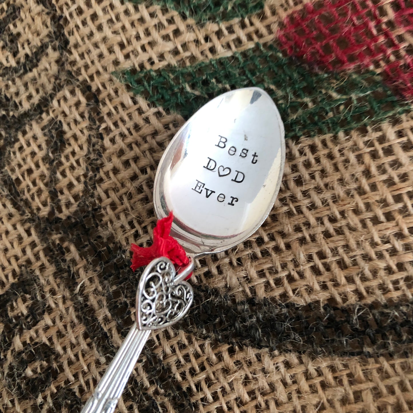 BEST DAD EVER Hand stamped Silver Plated Vintage Teaspoon