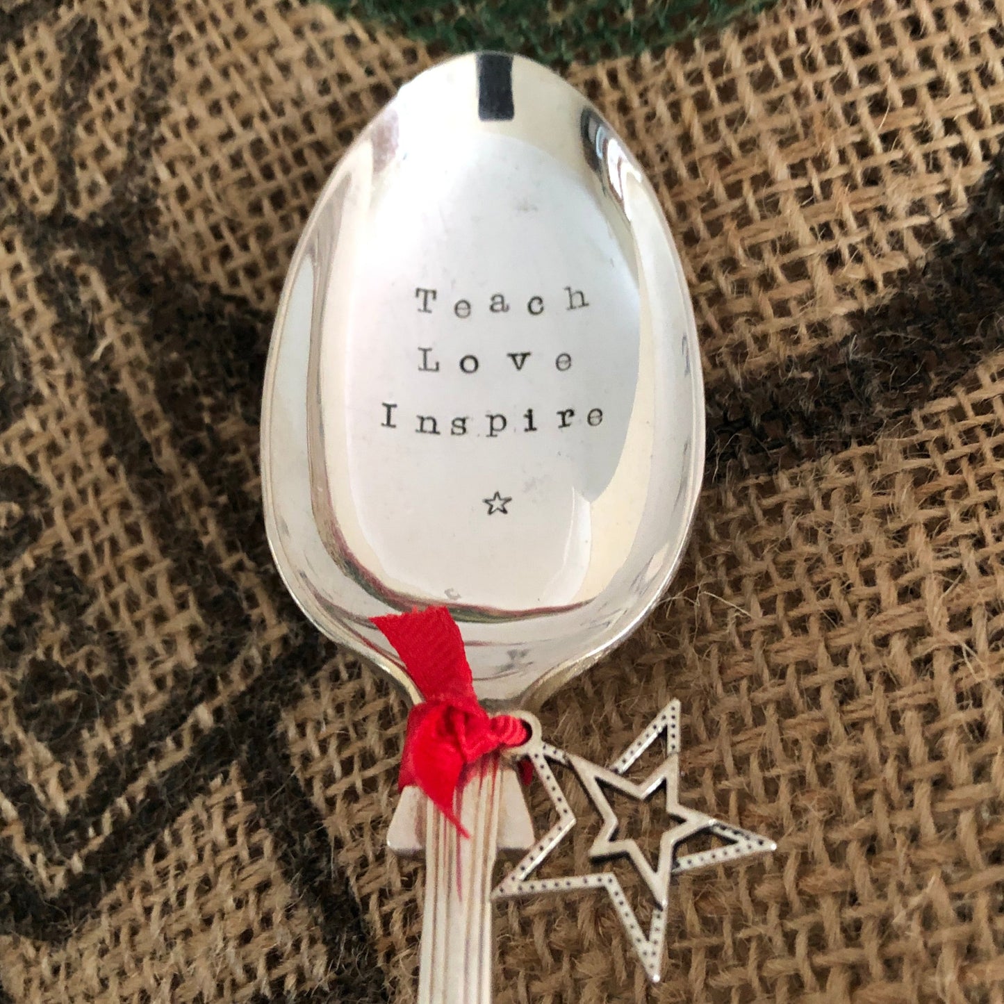 TEACH LOVE INSPIRE Teacher's Gift Silver Plated Dessert Spoon
