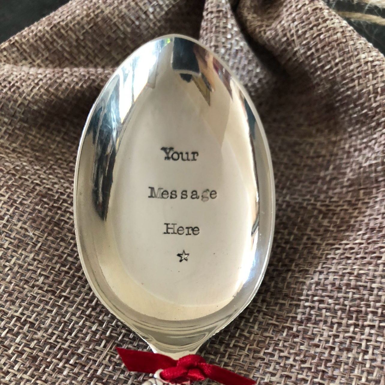 PERSONALISED SERVING SPOON - add your own message or text - Hand stamped vintage silver plated Serving spoon