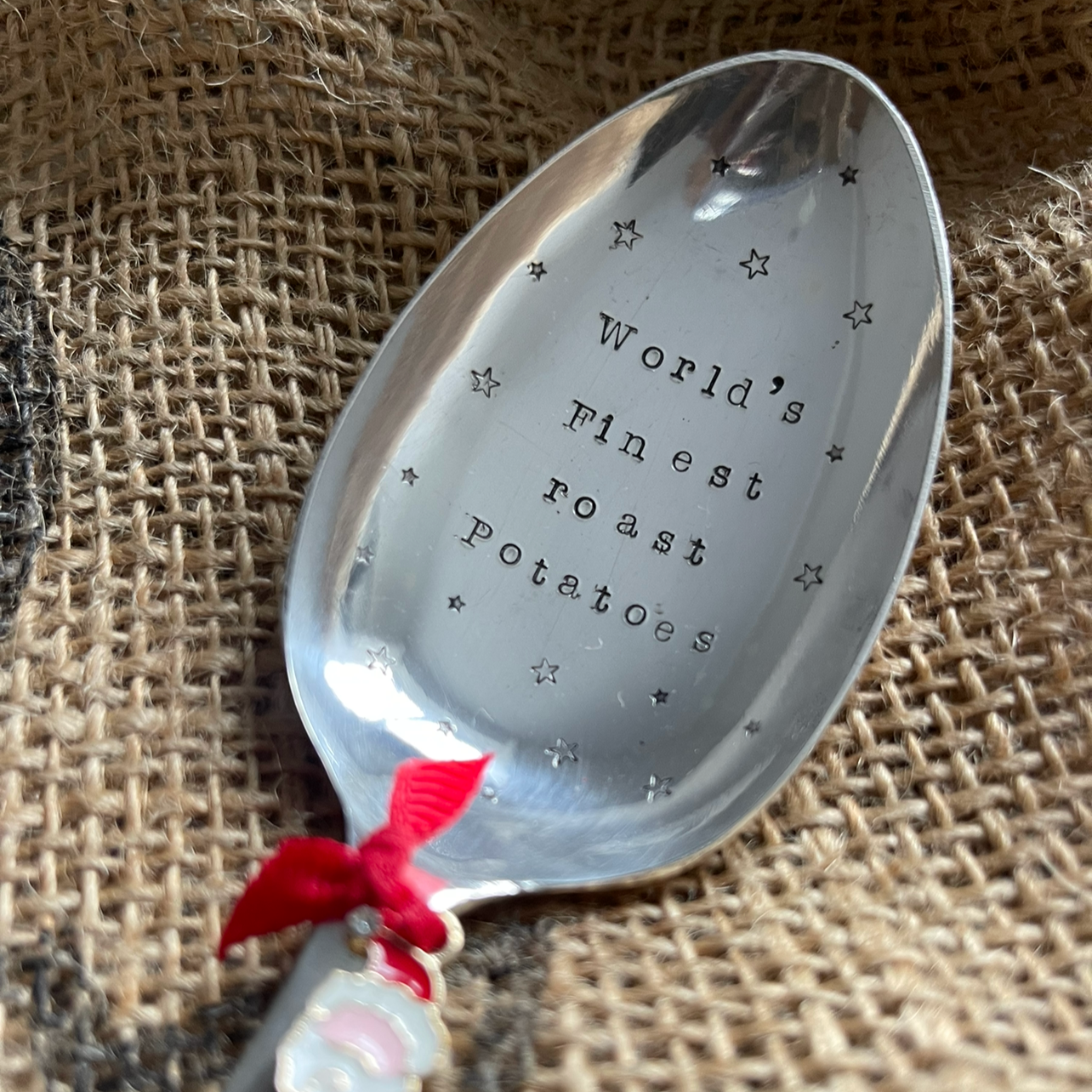 WORLDS FINEST ROAST POTATOES Hand Stamped Silver Plated Vintage Tablespoon - Free P&P