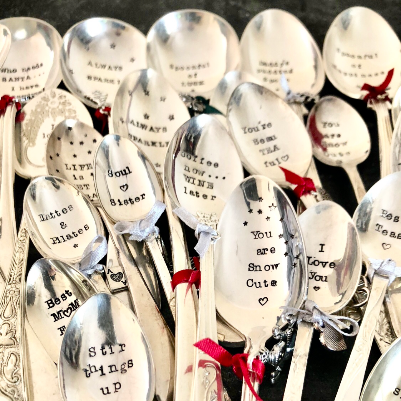 HAPPY ANNIVERSARY....WANNA SPOON? Hand stamped Vintage Silver Plated Dessert spoon - Free P&P