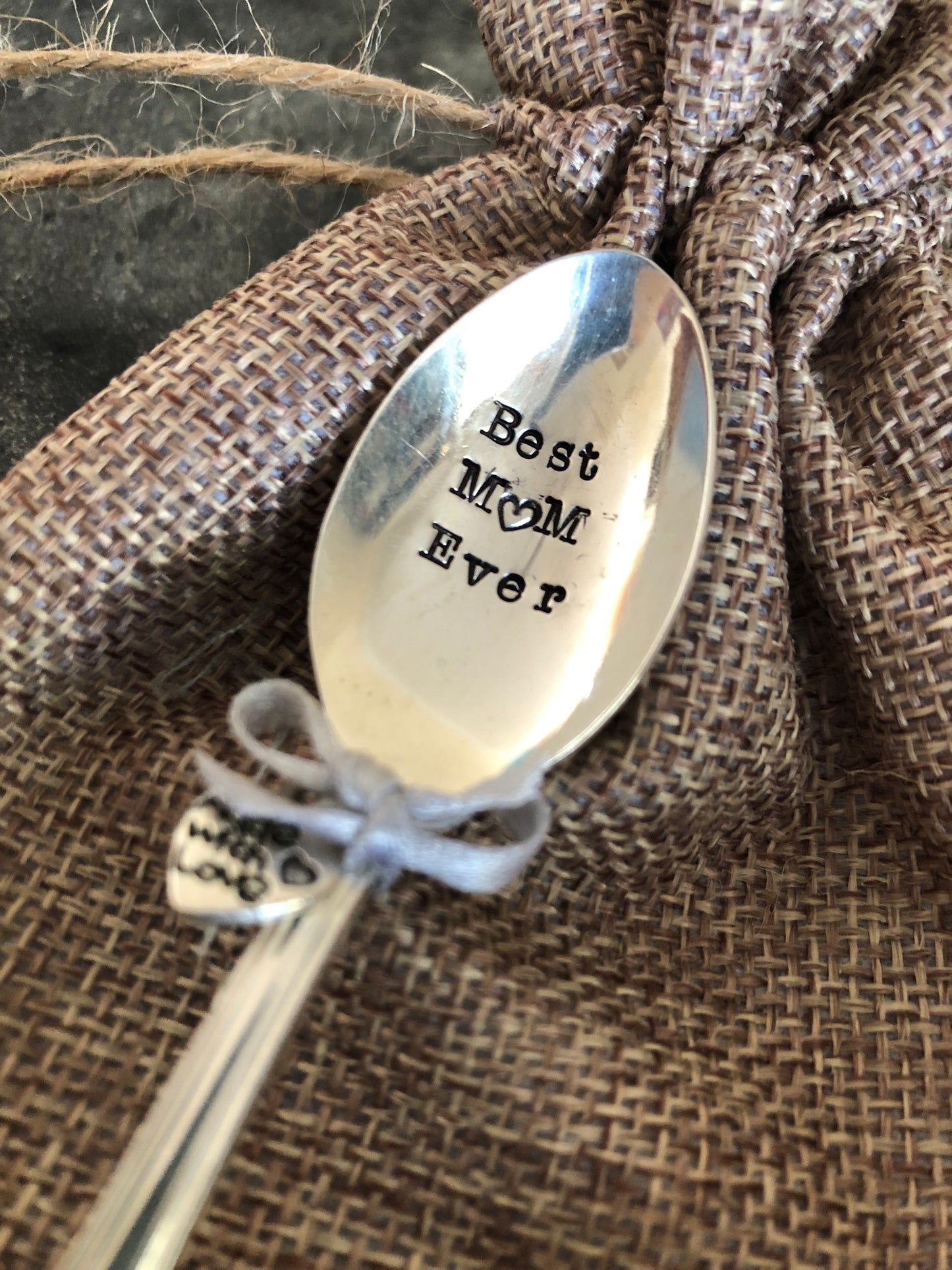 BEST MUM EVER   Hand Stamped Vintage Silver Plated Teaspoon - Free P&P