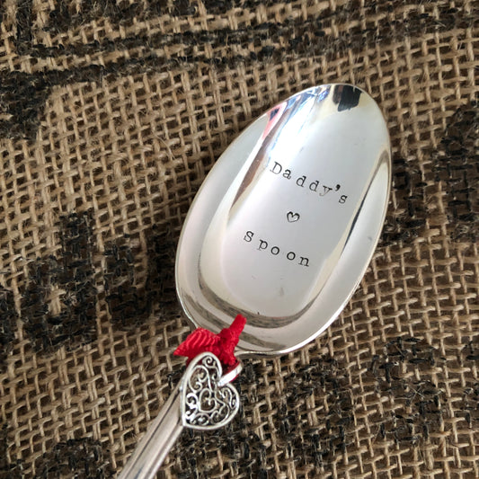 DADDY'S SPOON Hand stamped Vintage Silver Plated Dessert Spoon - Free P&P