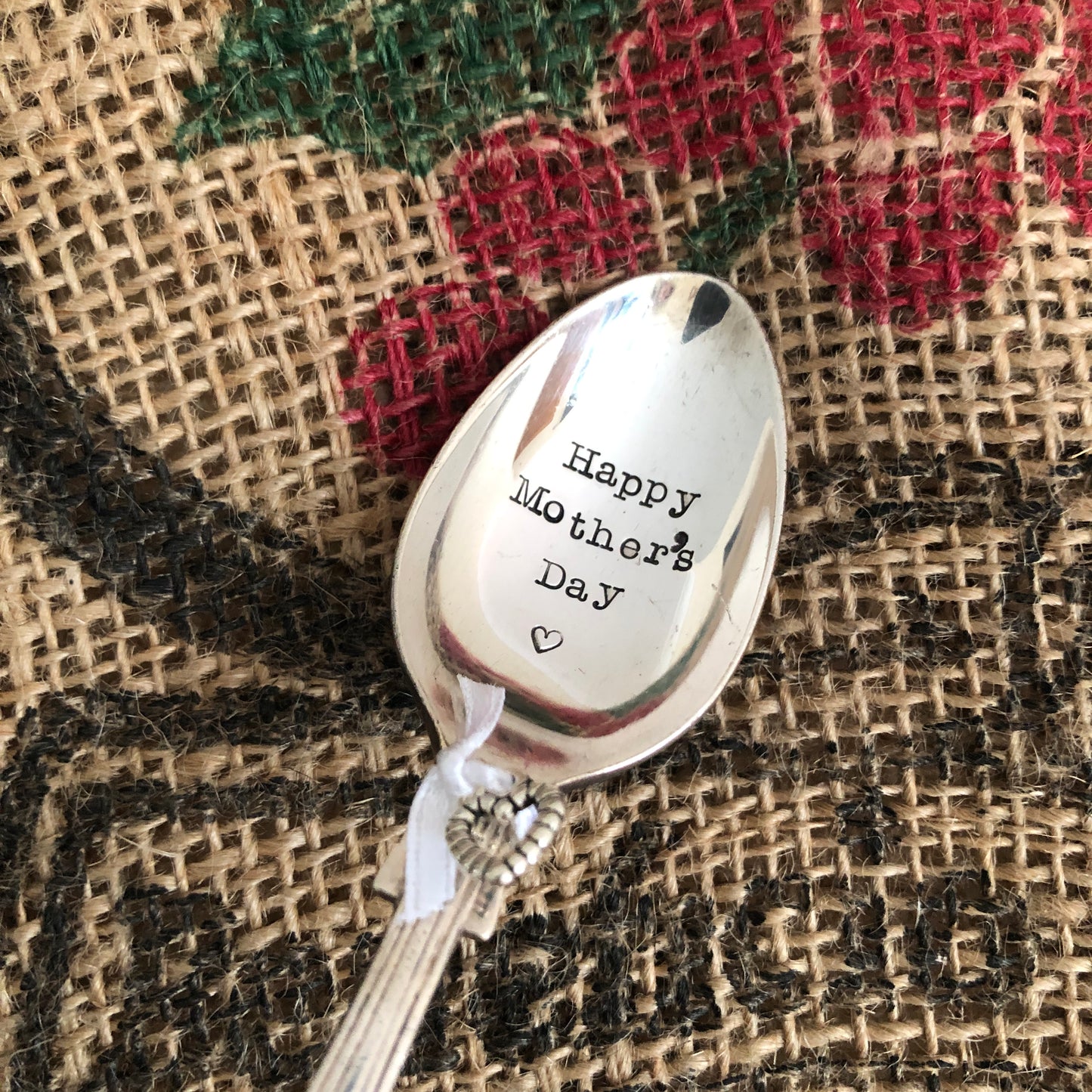 HAPPY MOTHERS DAY  Hand Stamped Vintage Silver Plated Teaspoon - Free P&P