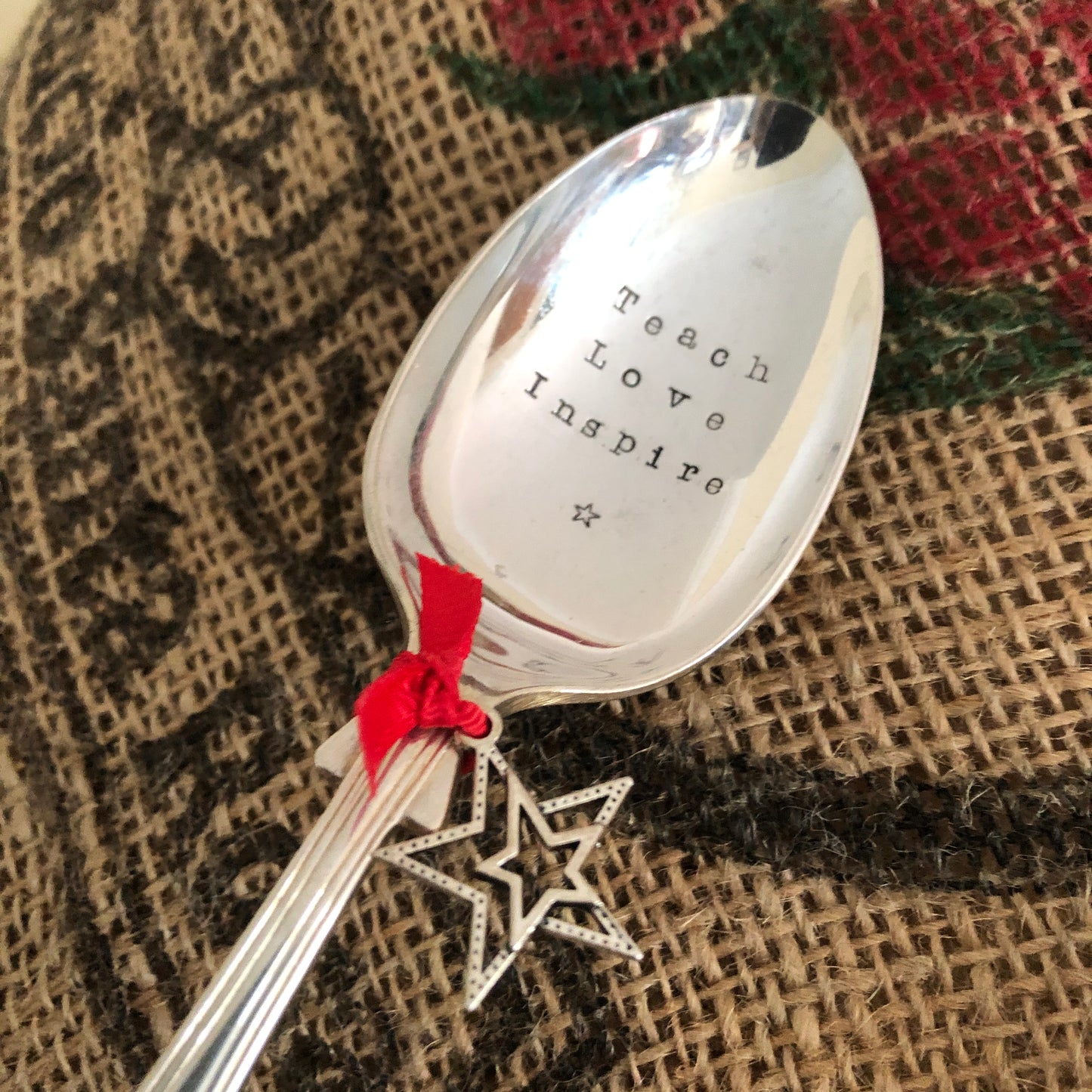 TEACH LOVE INSPIRE   Teacher's Gift Silver Plated Dessert Spoon - Free UK P&P