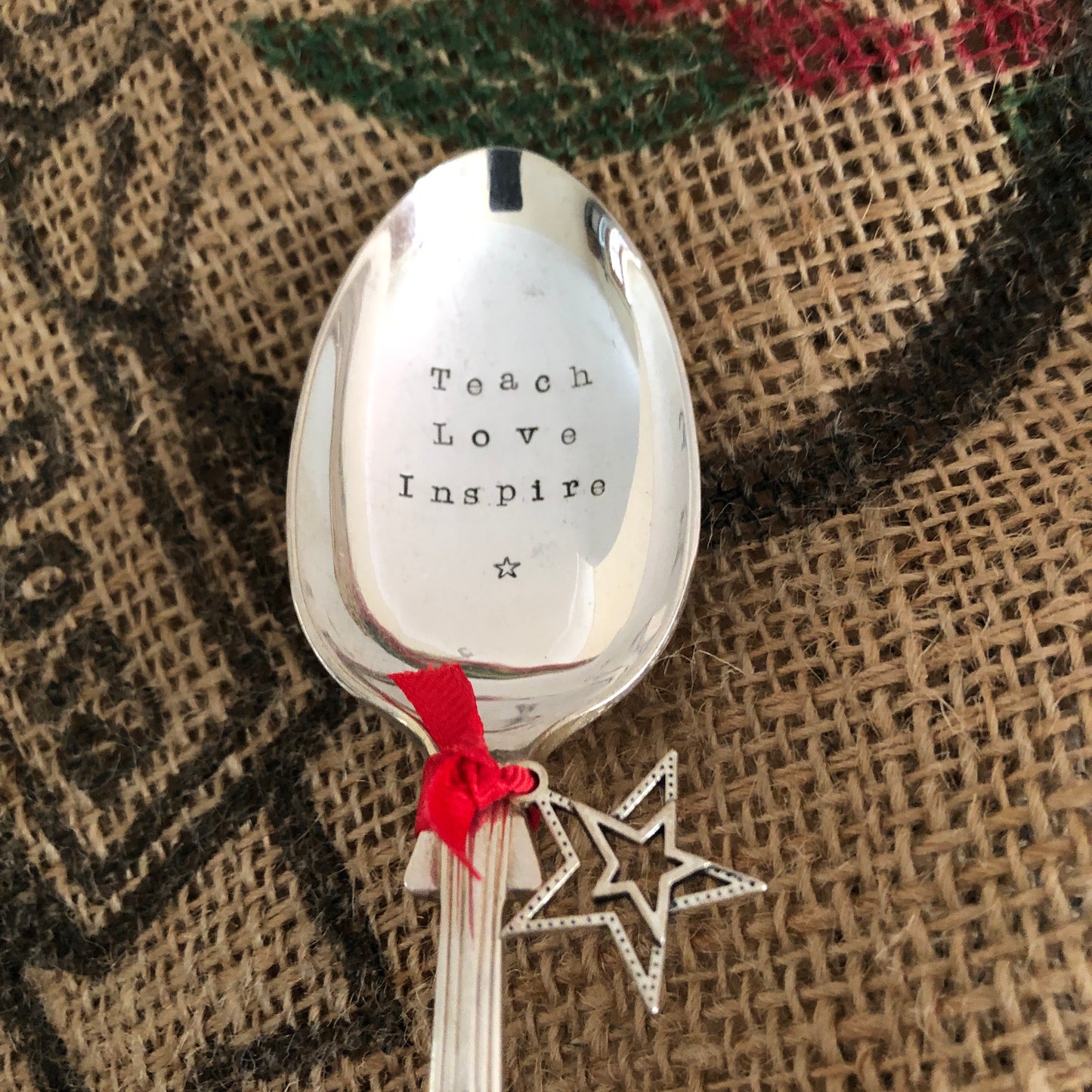 TEACH LOVE INSPIRE   Teacher's Gift Silver Plated Dessert Spoon - Free UK P&P